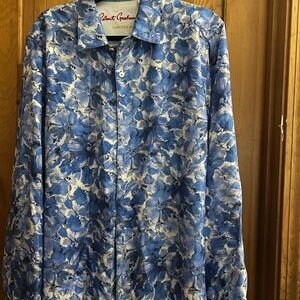 Robert Graham Azure Floral Pattern Shirt